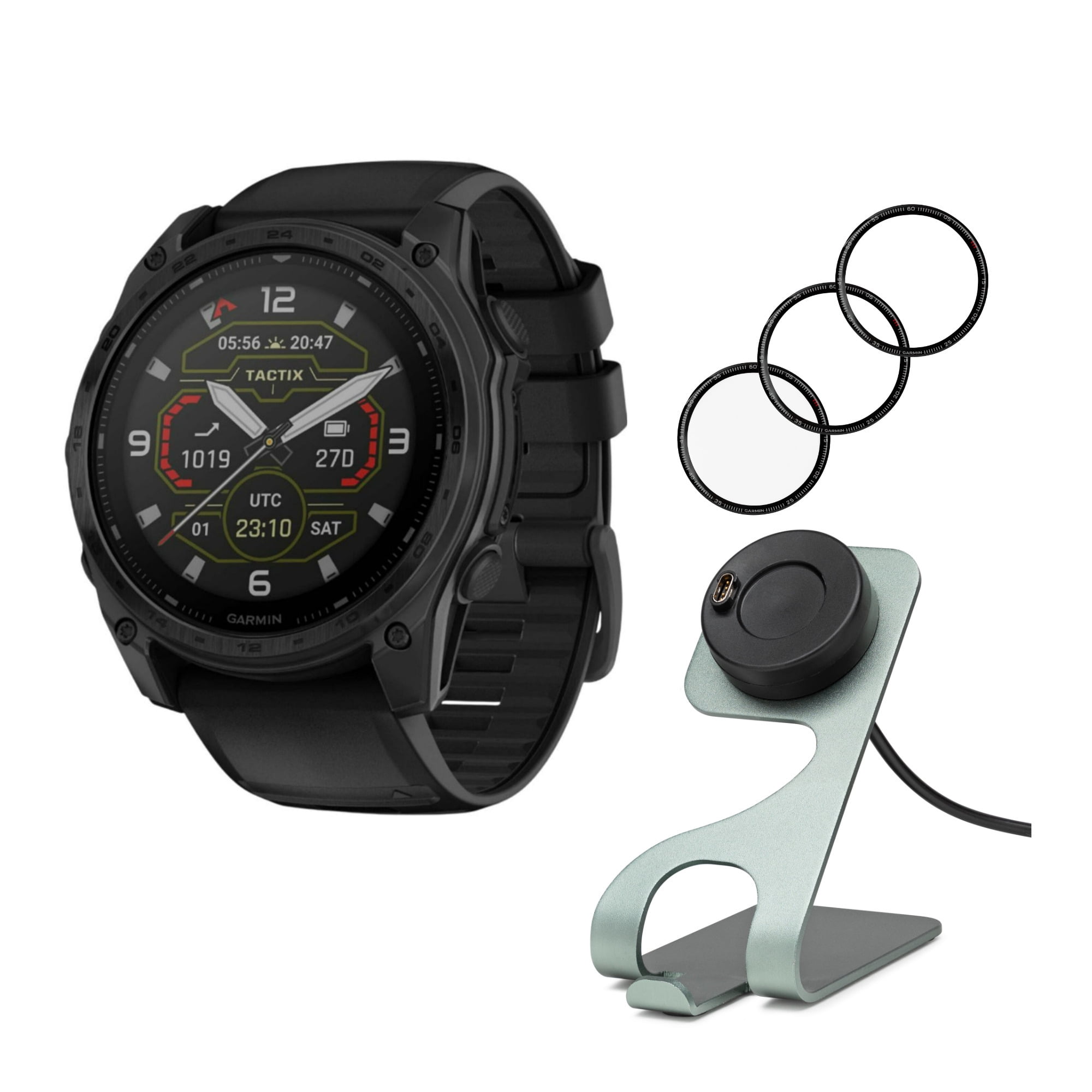 Garmin Tactix 8 51mm Solar Edition GPS Smartwatch (Black) with Screen Protectors and Charging Stand Bundle