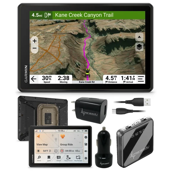Garmin Tread 2 SxS Powersport Off-Road Navigator – 8” Rugged Touchscreen, Topo & Satellite Maps, Group Ride, Tube Mount + Wearable4U Power Pack Bundle