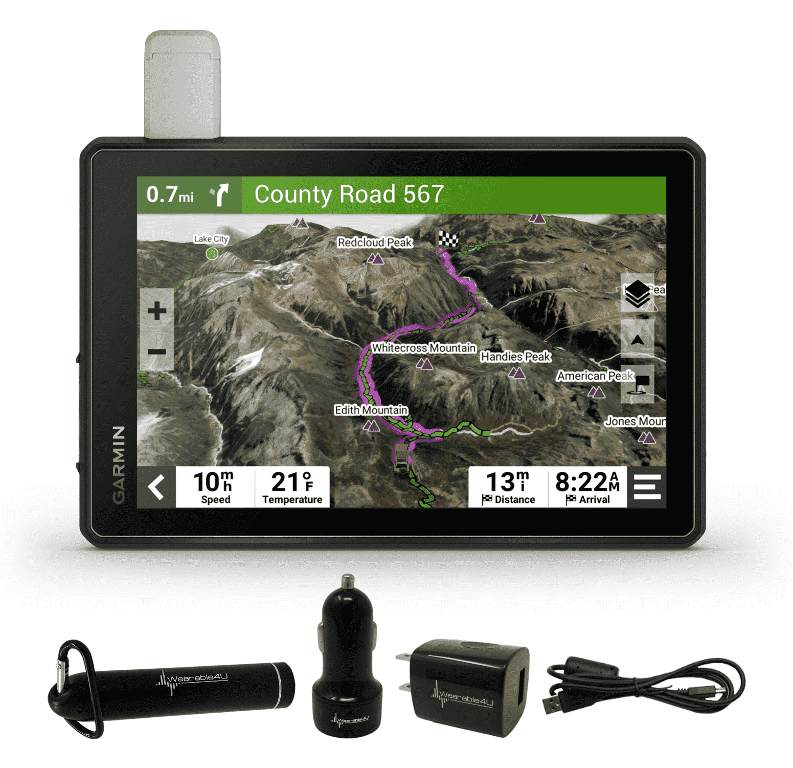 Garmin Tread Overland All-Terrain GPS Navigator 8" Rugged with Wearable4U Power Pack Bundle