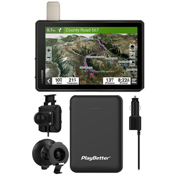 Garmin Tread Overland Off-Road Navigator Bundle with PlayBetter 5000mAh Portable Charger - 8-Inch Rugged Powersport GPS for UTV & ATV Trail