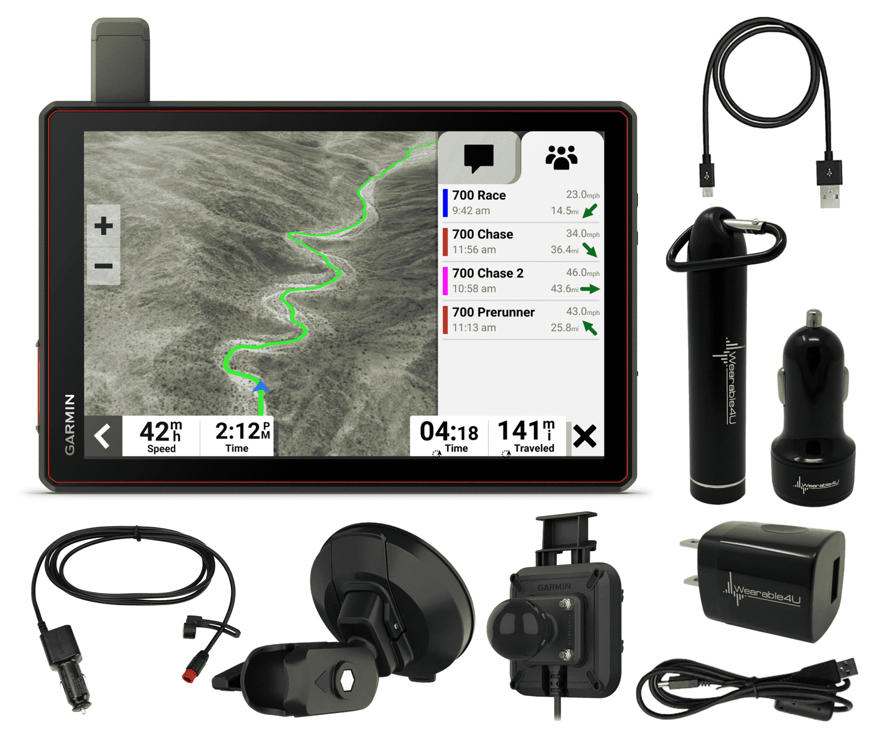 Garmin Tread XL - Baja Chase Edition, Rugged, 10 Off-Road Chase Navigator, Portable GPS for Baja Support Trucks with Wearable4U Power Pack Bundle