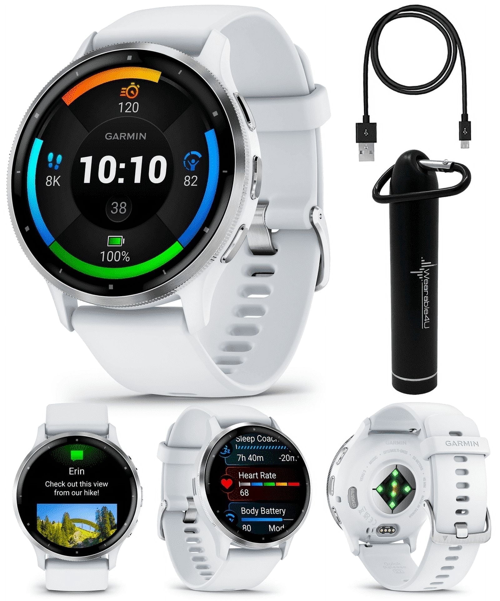 Garmin Venu 3 GPS Smartwatch AMOLED Display 45 mm Watch Whitestone 