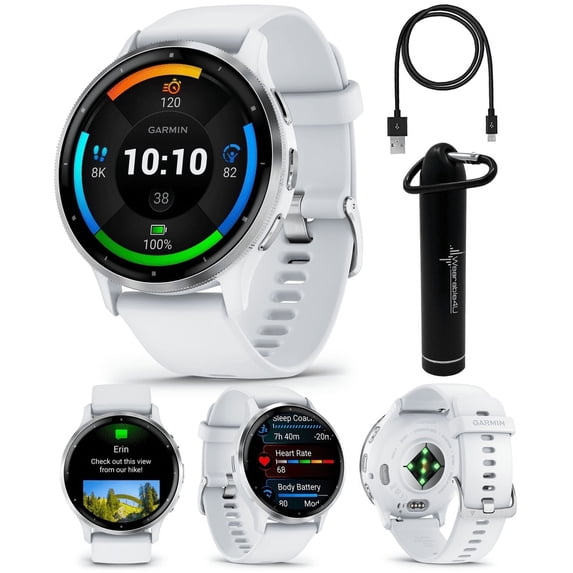 Garmin Venu 3 GPS Smartwatch AMOLED Display 45 mm Watch Whitestone with PowerBank