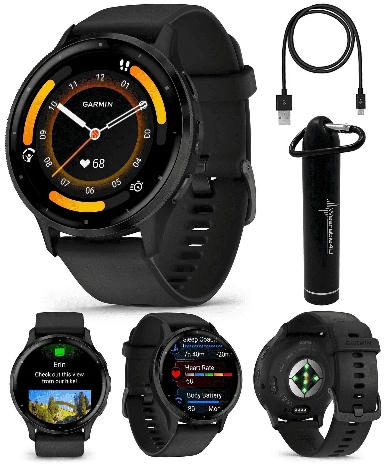 Garmin Venu 3 Slate Stainless Steel Bezel with Black Case and 