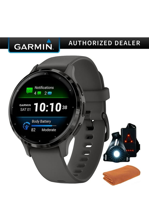 Venu 3S (GPS) 41mm Pebble Gray Steel Bezel Case with Black Silicone Band