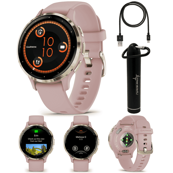 Garmin Venu 3S GPS Smartwatch, AMOLED Display 41 mm Watch, Advanced Health and Fitness Features, Up to 10 Days of Battery, Wheelchair Mode, Sleep Coach, Dust Rose with Wearable4U Power Bank Bundle