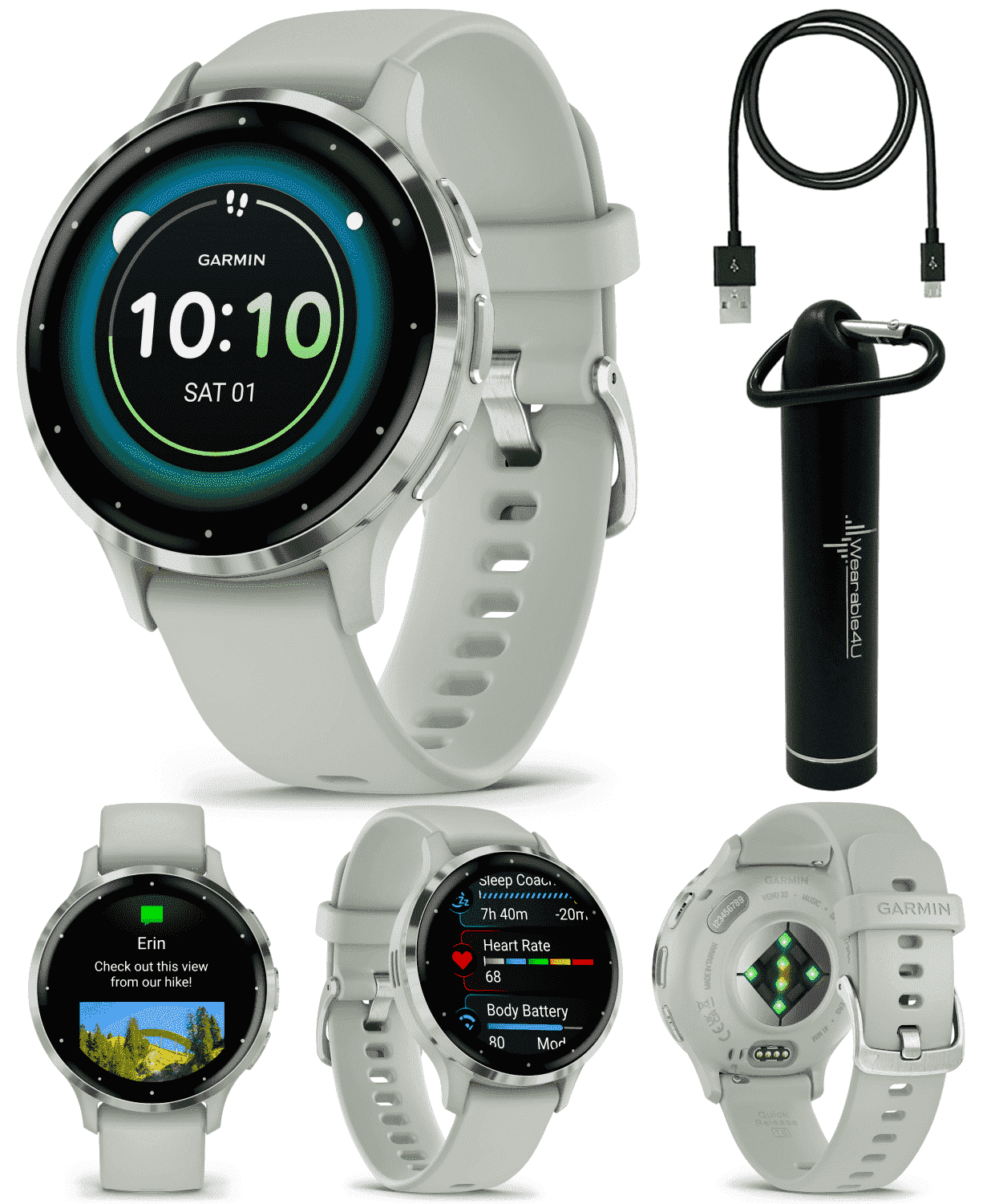 Garmin Venu 3 GPS Smartwatch AMOLED Display 45 mm Watch Whitestone