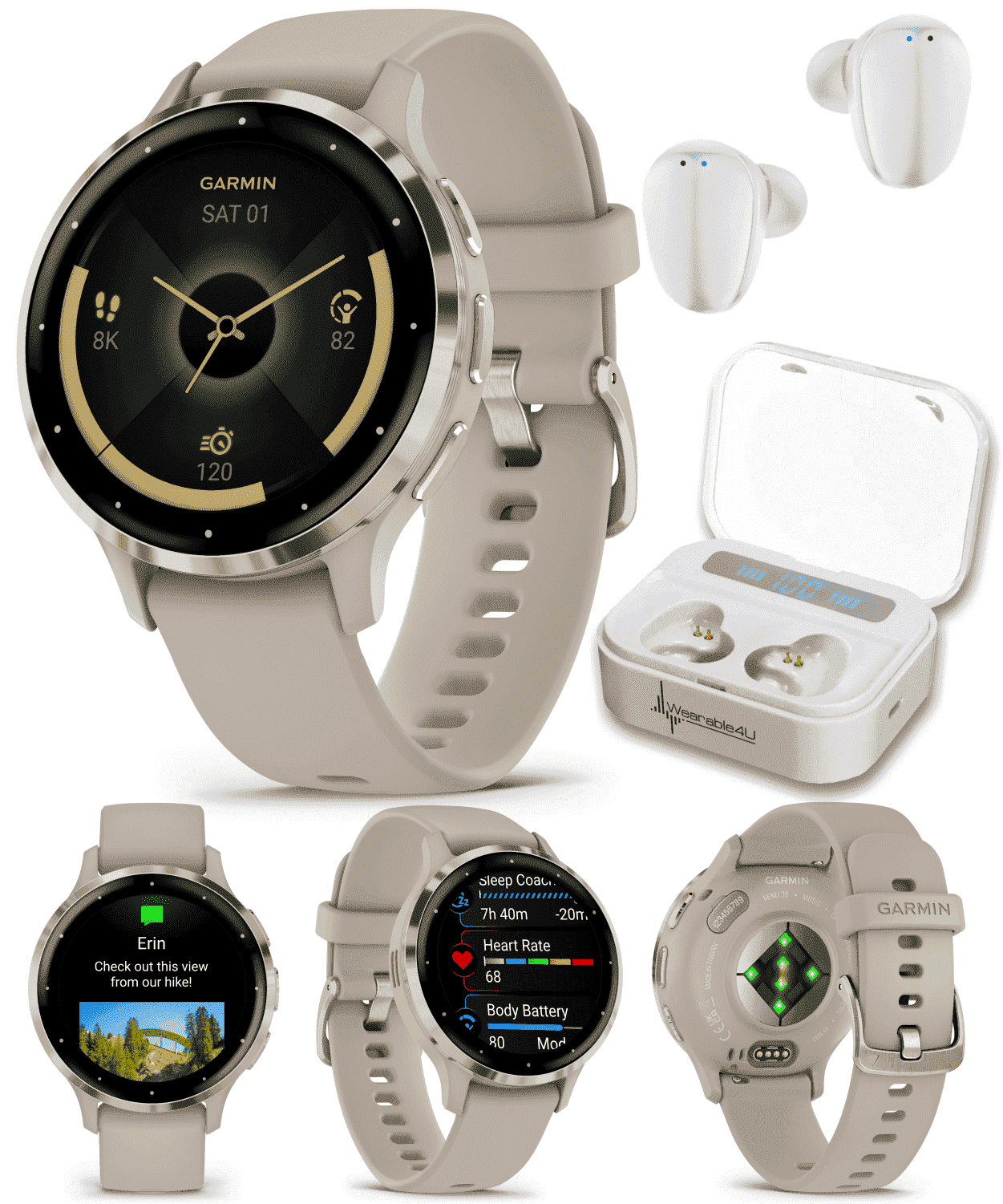 Garmin Venu 3 GPS Smartwatch AMOLED Display 45 mm Watch Whitestone