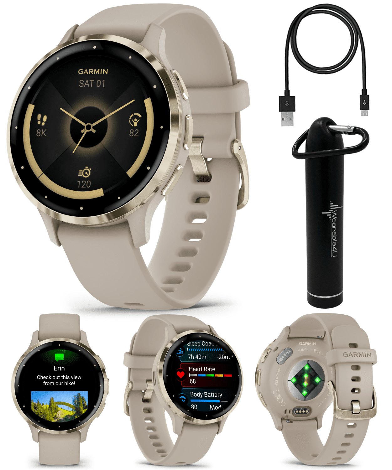  Garmin Venu 3 GPS Smartwatch AMOLED Display 45 mm Watch,  Advanced Health and Fitness Features, Up to 14 Days of Battery, Wheelchair  Mode, Sleep Coach, Black with Wearable4U Black Earbuds Bundle : Electronics