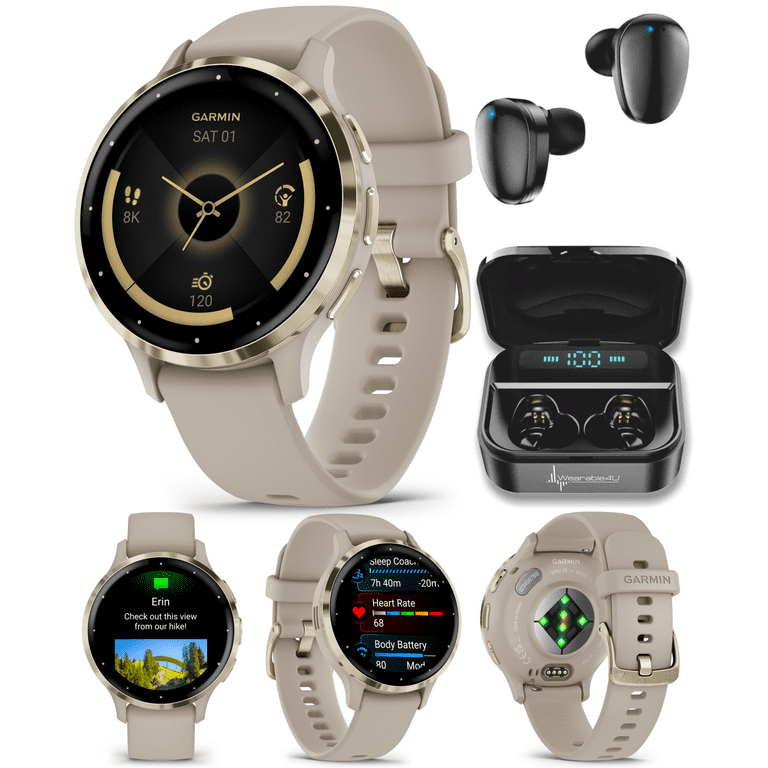  Garmin Venu 3S GPS Smartwatch AMOLED Display 41mm Watch,  Advanced Health and Fitness Features, Up to 10 Days of Battery, Sleep  Coach, Pebble Gray with Wearable4U Black Earbuds Bundle : Electronics