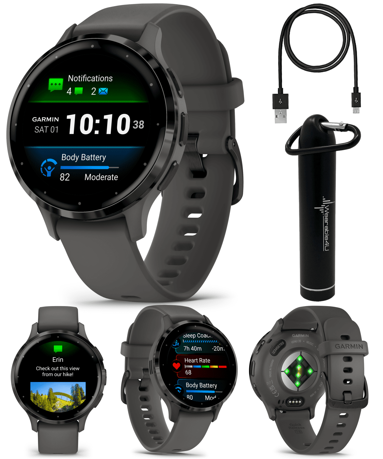 Garmin 010-02784-01 Venu 3 Health and Fitness GPS Smartwatch Steel Bezel w/  Black Case 45mm Bundle with 2 YR CPS Enhanced Protection Pack 