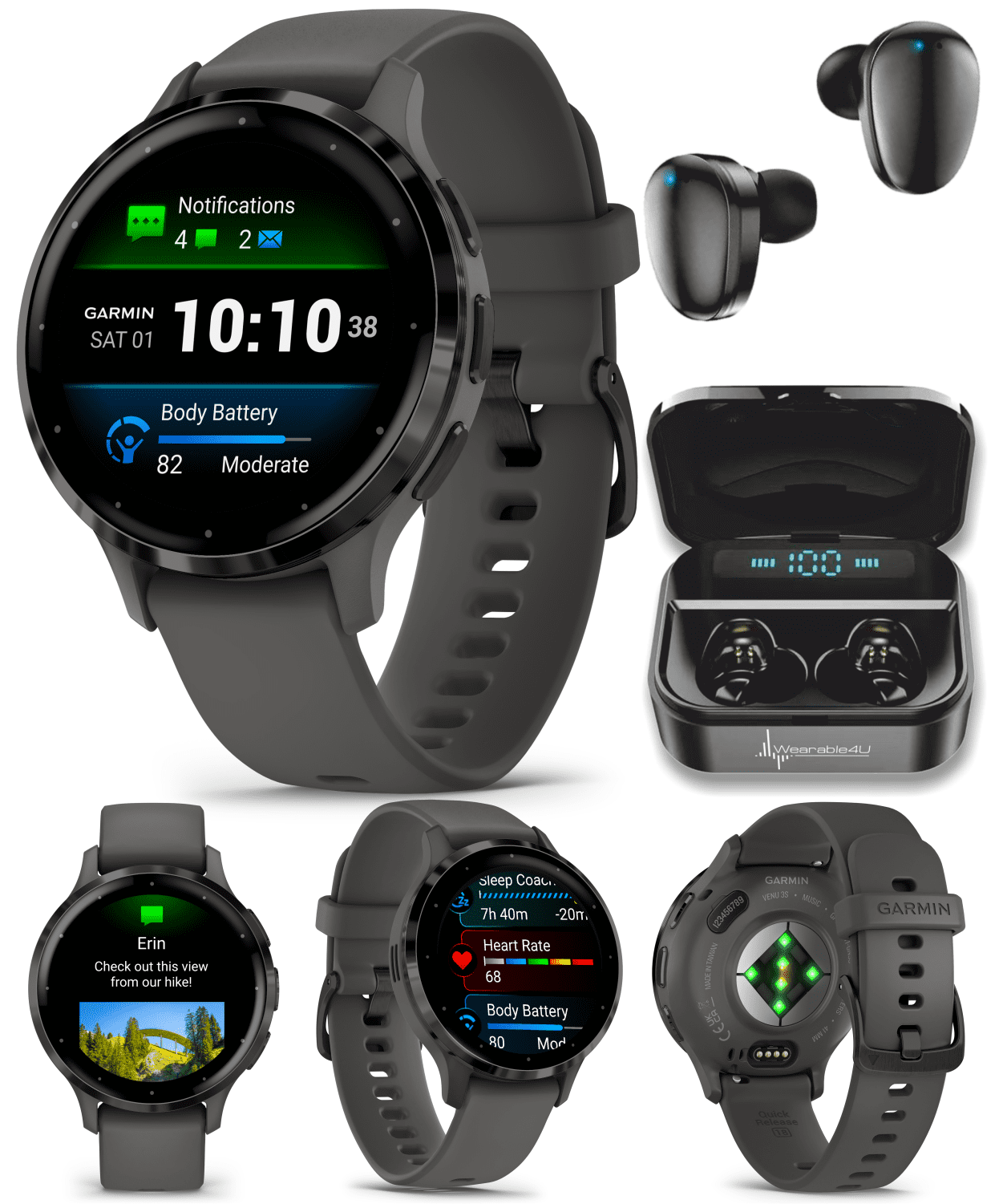  Garmin Venu 2 Plus, GPS Smartwatch with Call and Text, Advanced  Health Monitoring and Fitness Features, Silver with Gray Band : Electronics