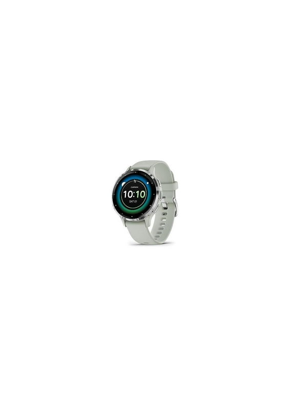 Garmin Venu® 3S Silver Stainless Steel Bezel with Sage Gray Case and Silicone Band