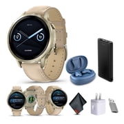 Garmin Venu 4, 41mm, Advanced Fitness and Multisport GPS Smartwatch, 1.2 AMOLED Display, Built-in Flashlight, 10 Days of Battery Life, Lunar Gold with Light Sand Leather Band