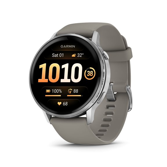 GARMIN Venu 4 GPS Gray Fiber-Reinforced Polymer Case with Gray Watch Band, 1 Pack