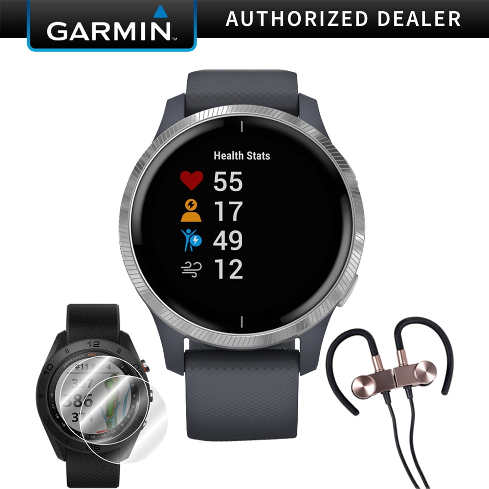 Garmin Venu Amoled GPS Smartwatch Silver Granite Blue Band