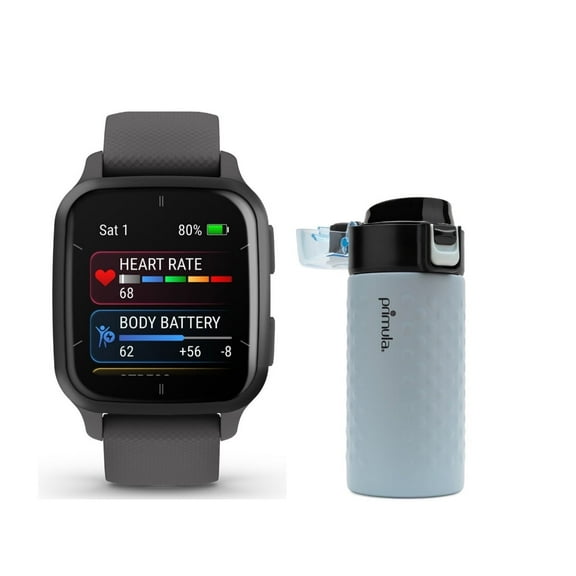 Garmin Venu SQ 2 - Smartwatch (Slate) Bundle with 12-Ounce Tumbler