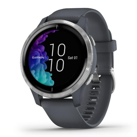 Garmin - Venu Smartwatch 43mm Fiber-Reinforced Polymer - Granite Blue With Silicone Band