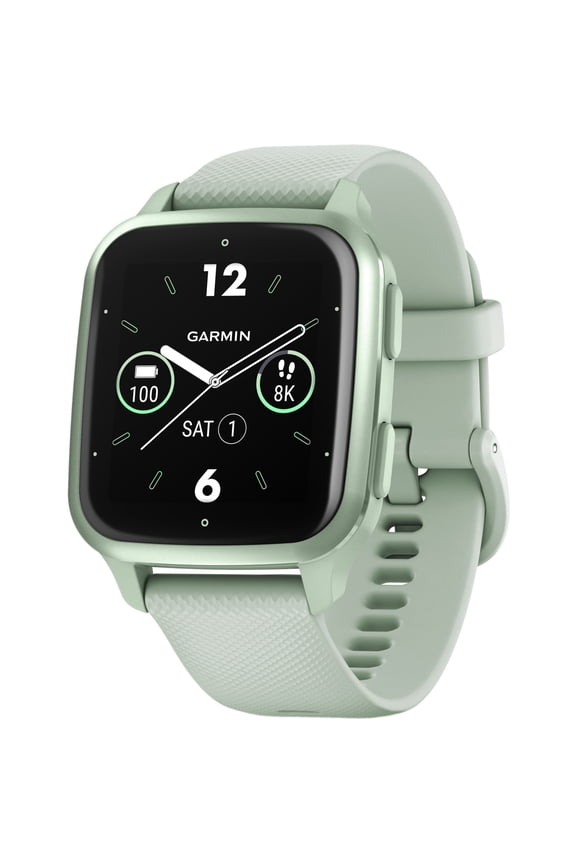 Venu Sq 2 GPS Smartwatch, All-Day Health Monitoring, Long-Lasting Battery Life, AMOLED Display, Metallic Mint and Cool Mint