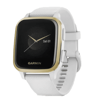 Garmin Venu Sq, Gold Bezel with White Band, GPS Smartwatch (Garmin Certified )