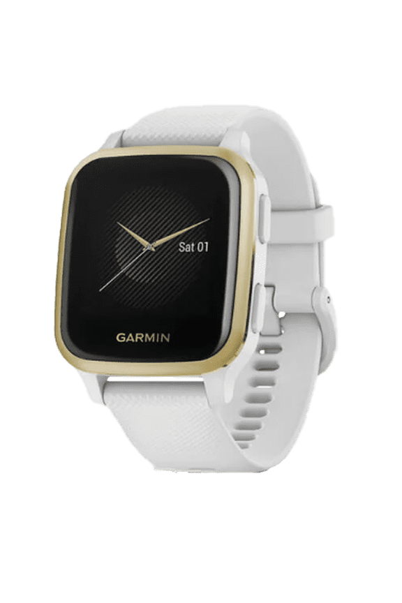 Venu Sq, Gold Bezel with White Band, GPS Smartwatch (Garmin Certified Refurbished)