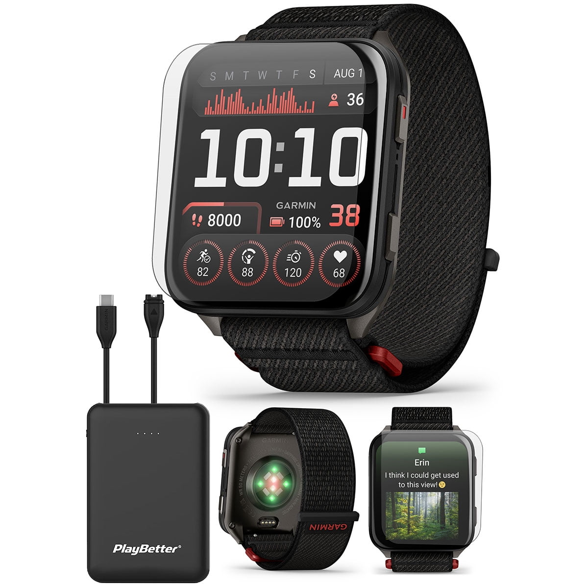 Garmin Venu X1 (Black/Slate Titanium) Fitness GPS Smartwatch Bundle with PlayBetter Portable 5000mAh Charger & HD Screen Protectors
