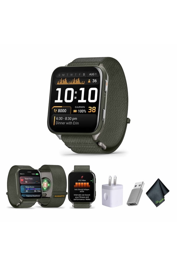 Venu X1 Thin and Lightweight GPS Smartwatch, 2 AMOLED Display, Sapphire Lens, LED Flashlight, Built-In Maps, 100+ Sports Apps, Fitness and Wellness Tracking, Moss with Titanium Caseback