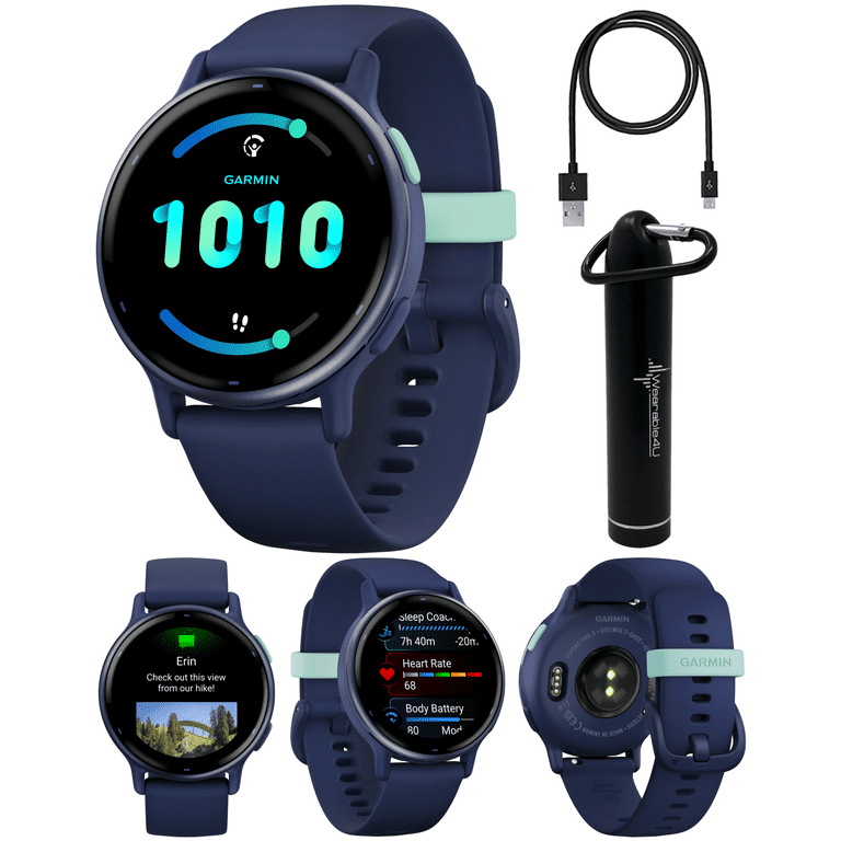 Garmin Vivoactive 5 Health and Fitness GPS Smartwatch, 1.2 in AMOLED Display, Up to 11 Days of Battery, Metallic Navy Aluminum Bezel with Navy Case