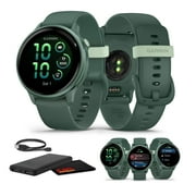 Garmin Vivoactive 6 Fitness GPS Smartwatch AMOLED Display Metallic Jasper Green with Green Band, 11-Day Battery, 80+ Sports Modes, Activity Tracking Smart Features, Music, Contactless Payments Bundle
