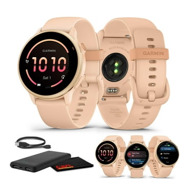 Garmin Vivoactive 6 Fitness GPS Smartwatch AMOLED Display Metallic Pink Dawn with Pink Band, 11-Day Battery, 80  Sports Modes, Activity Tracking Smart Features, Music, Contactless Payments Bundle