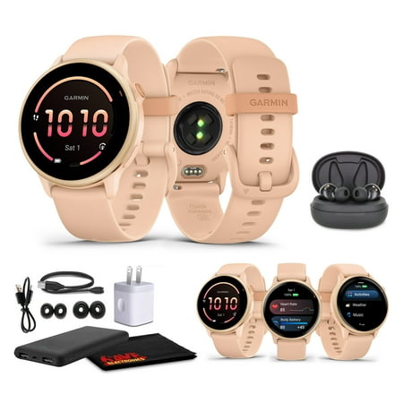 Garmin Vivoactive 6 Smartwatch Metallic Pink Dawn with Pink Band Best Fitness GPS Smart-watch with AMOLED Display, 11-Day Battery, 80+ Sports Apps, Activity Tracking Watch Bundle For Men &Women
