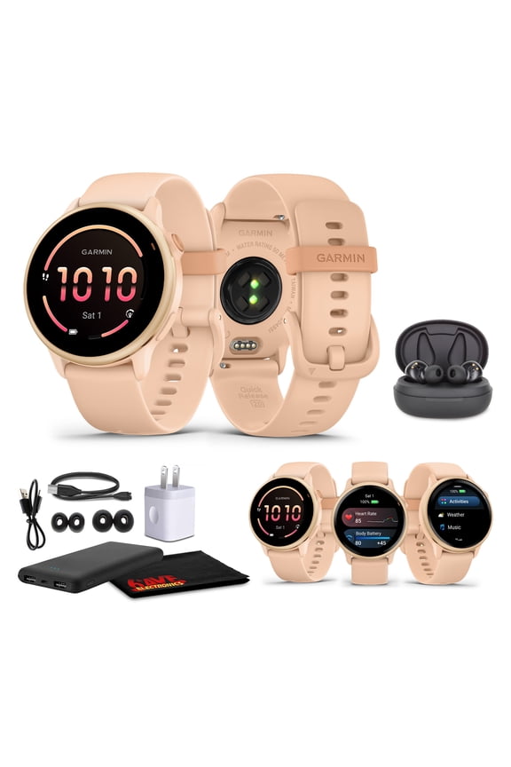 Vivoactive 6 Smartwatch Metallic Pink Dawn with Pink Band Best Fitness GPS Smart-watch with AMOLED Display, 11-Day Battery, 80+ Sports Apps, Activity Tracking Watch Bundle For Men &Women