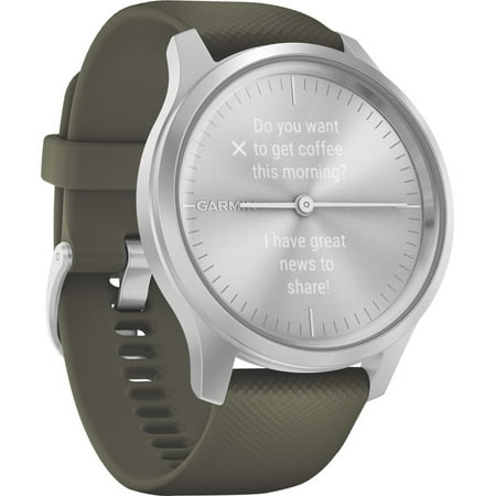 Garmin - vívomove Style Hybrid Smartwatch 30mm Aluminum - Silver With Moss Silicone Band