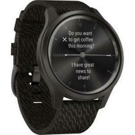 Garmin Watch Vivomove Style Graphite Aluminium Case Black Pepper Nylon: OS/Black