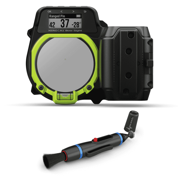 Garmin Xero A1 Bow Sight, Auto-Ranging Digital Bow Sight, LED Pins for Unobstructed Views with Wearable4U Lens Cleaning Pen Bundle, Left-Handed or Right-Handed