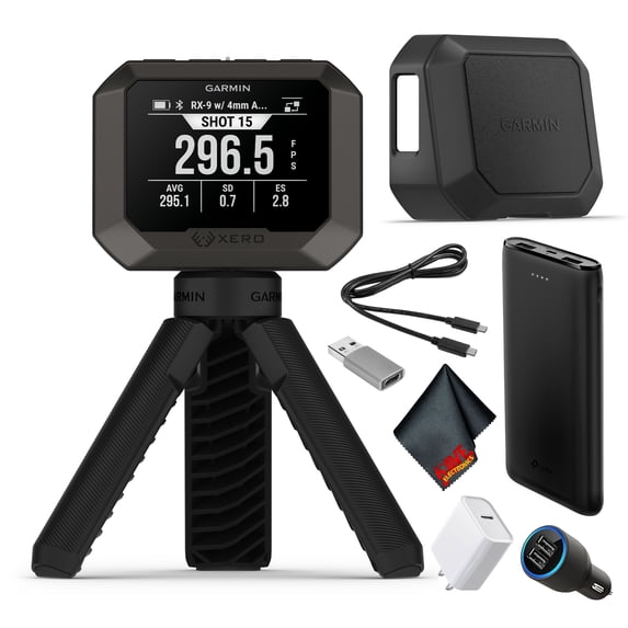Garmin Xero C2 Chronograph, Compact Ballistic Velocity Measurement Device, 100–5000 FPS Range, Rapid Fire Support, Smartwatch and ShotView App Compatible Bundle