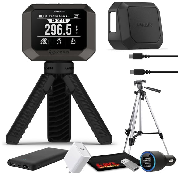Garmin Xero C2 Compact Ballistic Chronograph, FPS Velocity Measurement for Range Shooting, Pocket-Size Design, Live Data on Garmin-Smartwatch, ShotView App Compatible Bundle