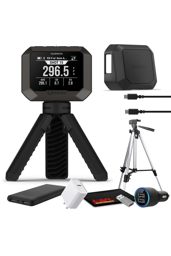 Xero C2 Compact Ballistic Chronograph, FPS Velocity Measurement for Range Shooting, Pocket-Size Design, Live Data on Garmin-Smartwatch, ShotView App Compatible Bundle