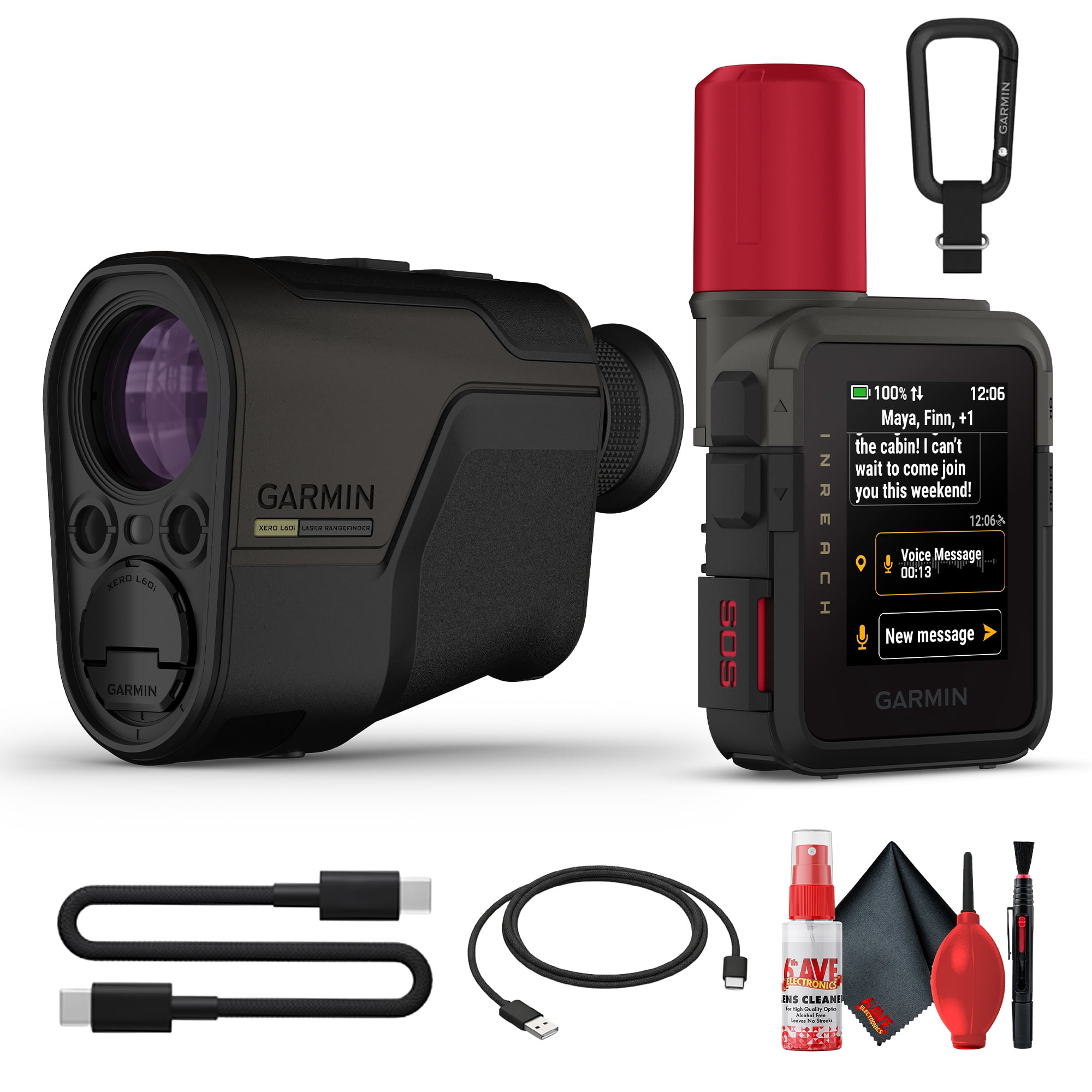 Garmin Xero L60i Laser Hunting Rangefinder with Full-Color Graphic Overlay, 7x Optics, GPS Waypoints, Applied Ballistics Ultralight Bundle With inReach Mini 3 Plus Satellite Communicator