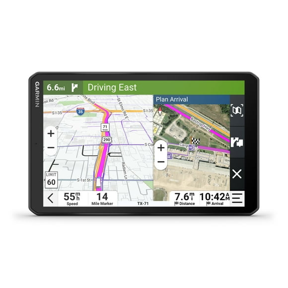Garmin dzl OTR820, Large High-Res 8 GPS Truck Navigator, Custom Truck Routing, Satellite Imagery, Wind Speed, Community-Shared Loading Docks, Truck Entrances & Parking, Dual-Orientation Display