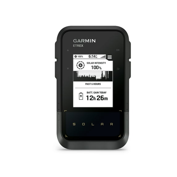 Garmin eTrex Solar, GPS Handheld Navigator, Unlimited Battery Life, Water Resistant