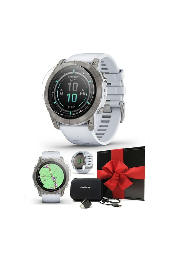 Epix Pro (Gen 2) Sapphire 51mm Titanium/Whitestone GPS Smartwatch Bundle with Accessories