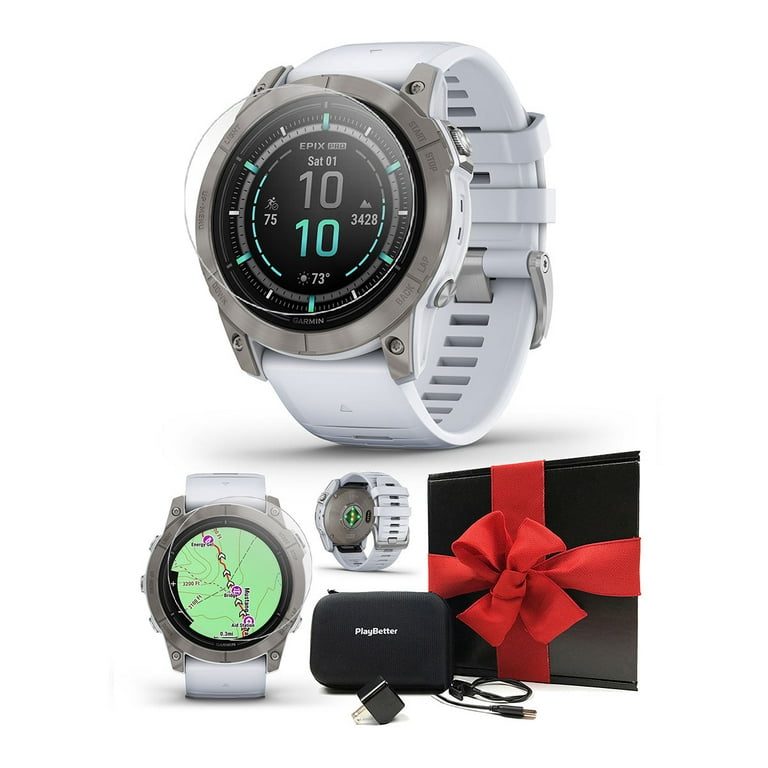 Garmin epix Pro (Gen 2) Sapphire 51mm (Titanium/Whitestone) Multisport  AMOLED GPS Smartwatch | Gift Box Bundle with PlayBetter Screen Protectors,  Wall