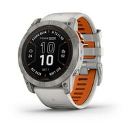 Garmin f nix 7X Pro Sapphire Solar, Multisport GPS Smartwatch, Built-in Flashlight, Solar Charging Capability, Fog Gray/Ember Orange