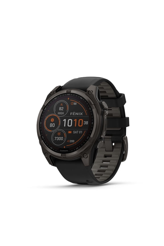 fenix® 8 47 mm, Solar Sapphire, Carbon Gray DLC Titanium with Black/Pebble Gray