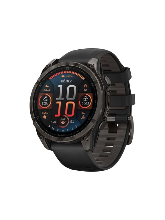 fēnix® 8, Sapphire, 47mm, DLC Titanium, Black/Pebble Gray