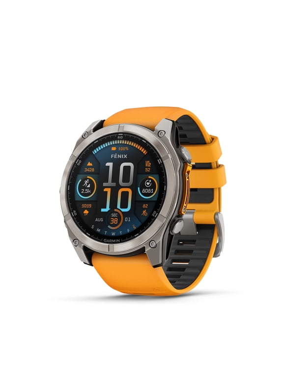 fēnix® 8, Sapphire, Titanium, 51mm, Spark Orange/Graphite