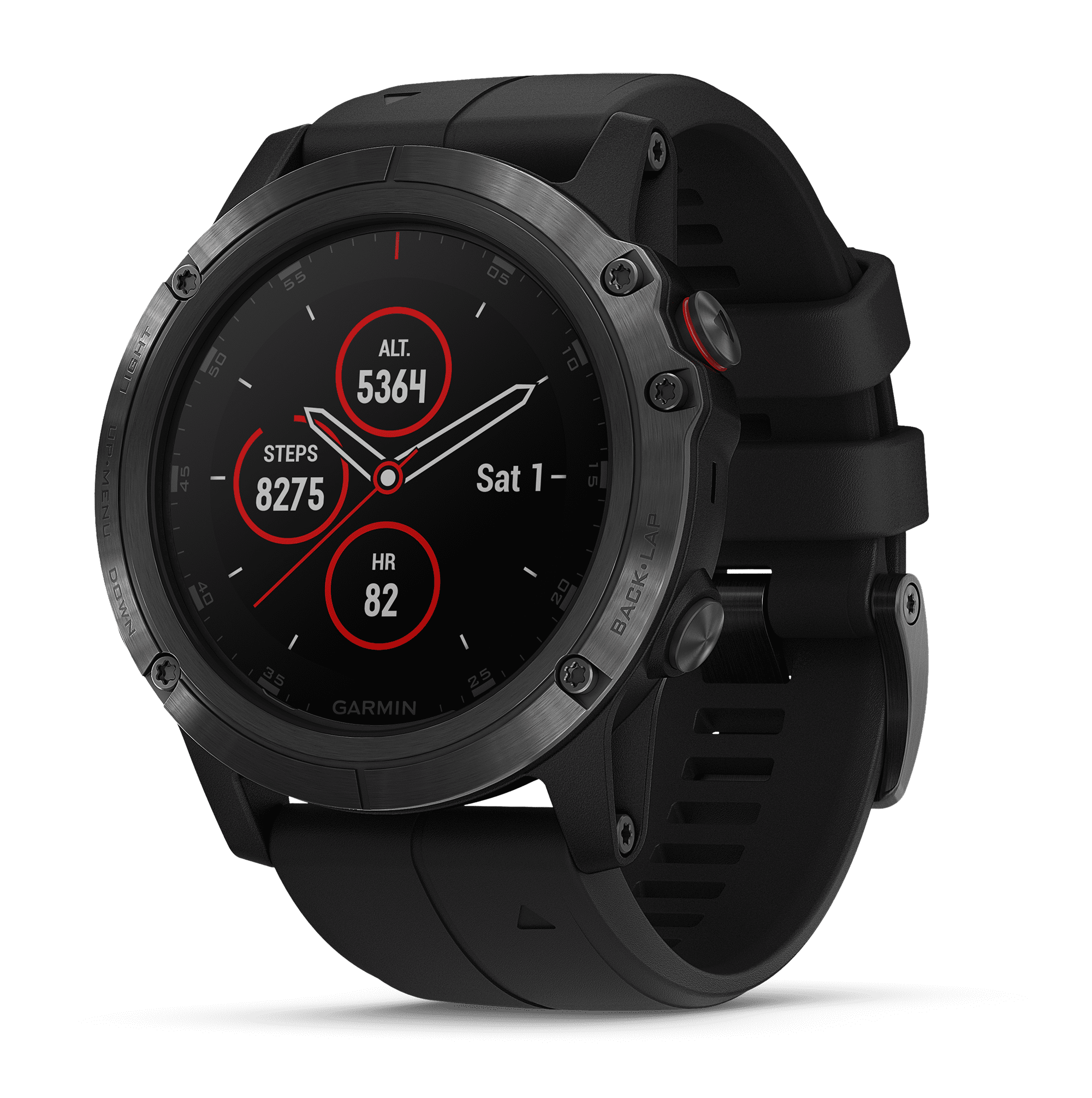 Garmin Fenix 5S Plus Sapphire Smart Watch, Black with Black Garmin Fenix 5S Plus Sapphire Smart Watch, Black with Black