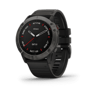 Garmin fenix 6X Pro Solar - Carbon gray DLC - sport watch with band - silicone - black - display 1.4" - 32 GB - Bluetooth, Wi-Fi, ANT+ - 1.9 oz