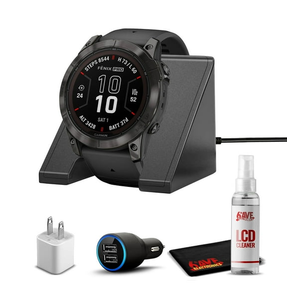 Garmin fenix 7X Pro Solar, Sapphire, Carbon Gray Titanium, Black with Accessories